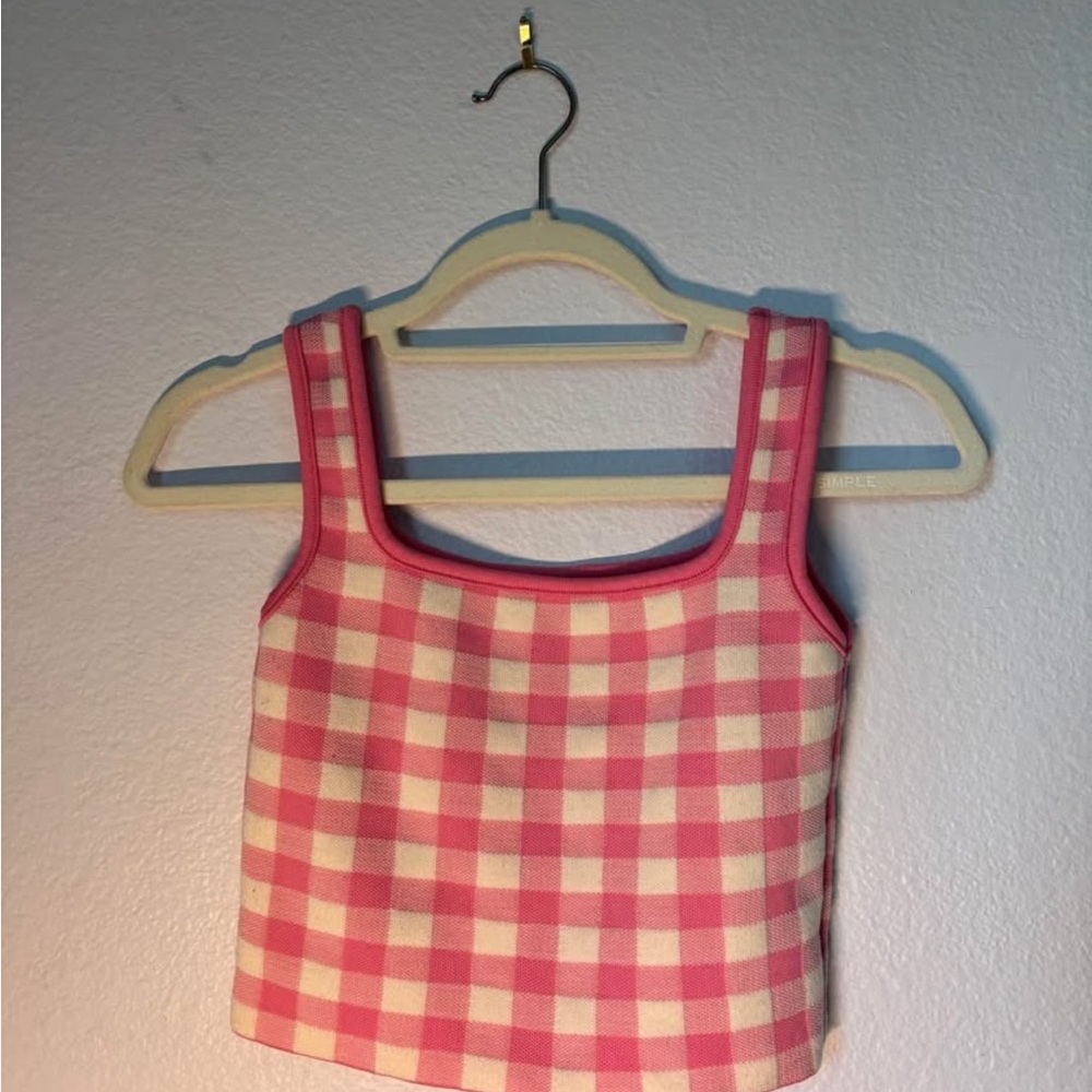 Primark Pink and Cream Checkered Top